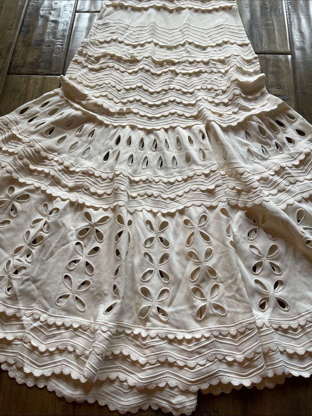 Ulla Johnson Lakshmi Eyelet Scallop Trim Knit Midi Dress - Picture 10 of 15